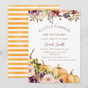 Blommigt Little Pumpkins Baby Shower Inbjudningar
