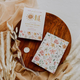 Blommigt Little Sunshine 1:a Birthday-inbjudan Inbjudningar