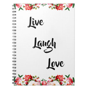 Blommigt "Live, Laugh, Kärlek" Elegant Anteckningsbok