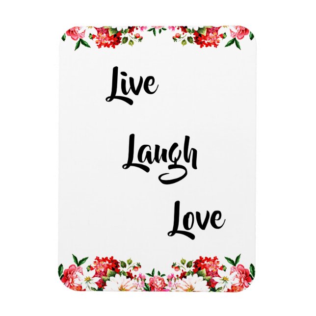 Blommigt "Live, Laugh, Kärlek" Elegant Magnet (Vertikal)
