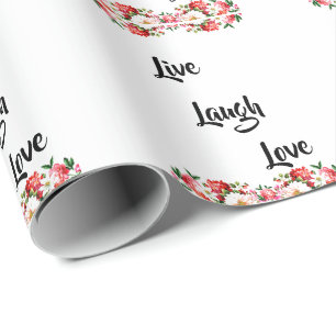 Blommigt "Live, Laugh, Kärlek" Elegant Presentpapper