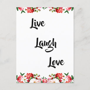 Blommigt "Live, Laugh, Kärlek" Elegant Vykort