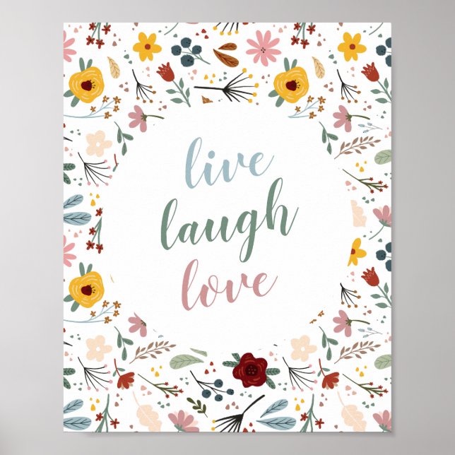 Blommigt Live Laugh Kärlek Poster (Framsidan)