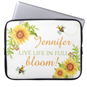 Blommigt Live Life in Fullt Bloom Personlig Bärbar Laptop Fodral