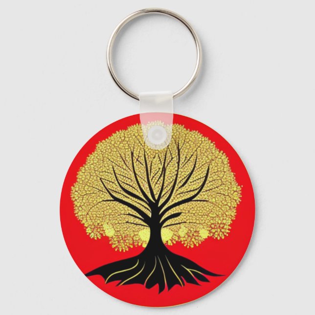 Blommigt Livets träd Nyckelring (Framsida)