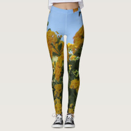 Blommigt Ljus Gult liggande blommor Leggings