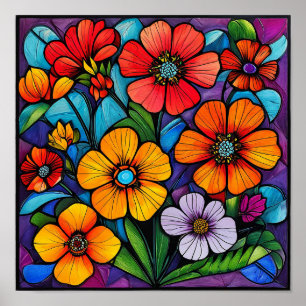 Blommigt Ljust Botaniskt Hem Inredning Poster