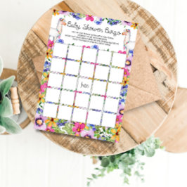 Blommigt Llama Baby Shower Bingo Game Card Inbjudningar