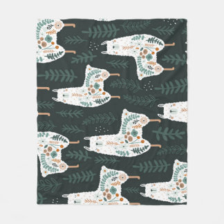 Blommigt Llamas Cute Vintage Struktur Fleecefilt