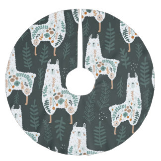 Blommigt Llamas Cute Vintage Struktur Julgransmatta Borstad Polyester