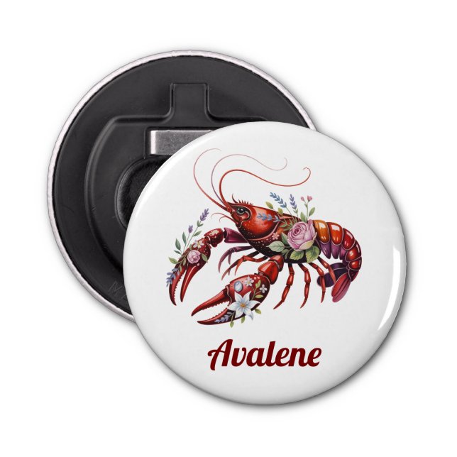 Blommigt Lobster Kräftor Art Flasköppnare (Framsidan)