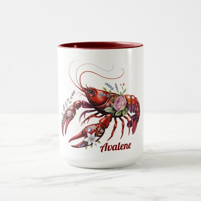Blommigt Lobster Kräftor Art Mugg (Center)