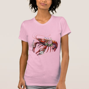 Blommigt Lobster Kräftor Art T Shirt
