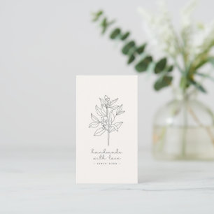 Blommigt logotyp, handgjord med kärlek mjölk vit visitkort