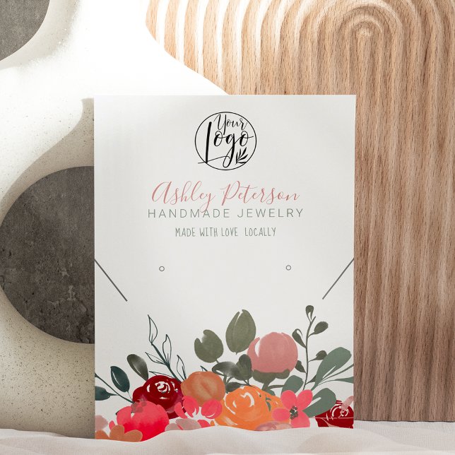 blommigt logotyp juvelerarring halsband Qr code bo Visitkort (Skapare uppladdad)