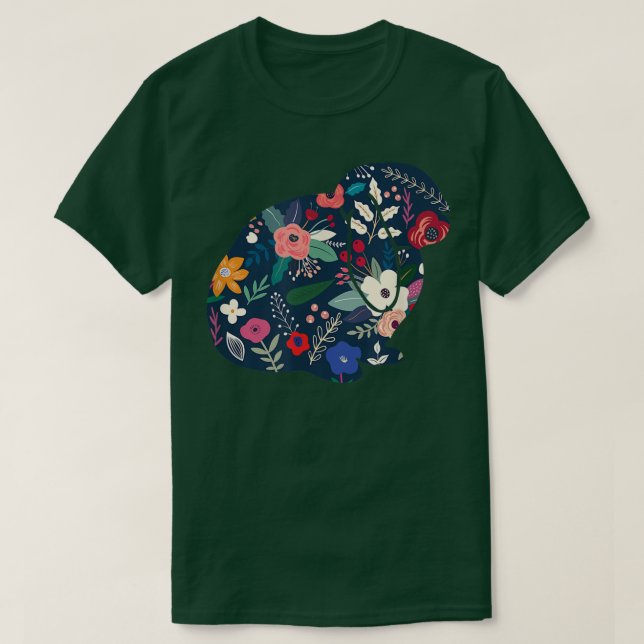 Blommigt Lop Eared Rabbit - Cute Bunny Älskare  T Shirt (Design framsida)