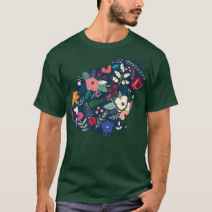 Blommigt Lop Eared Rabbit - Cute Bunny Älskare T Shirt