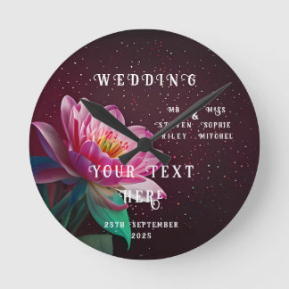 Blommigt Lotus Bröllop Suite | Starry Night Romant Rund Klocka
