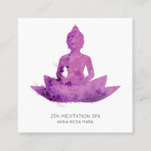*~* Blommigt Lotus Buddha Meditation QR AP33-Magen Fyrkantigt Visitkort