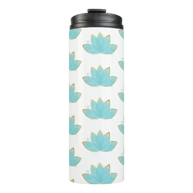 Blommigt Lotus Seafoam Blue & Faux Guld (Framsida)