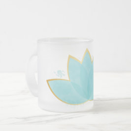 Blommigt Lotus Seafoam Blue & Faux Guld Frostad Glasmugg