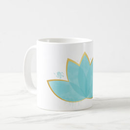 Blommigt Lotus Seafoam Blue & Faux Guld Kaffemugg