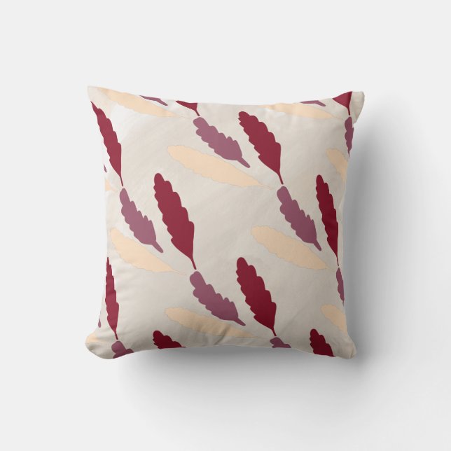 Blommigt Löv Burgundy and Cream Kudde (Framsida)