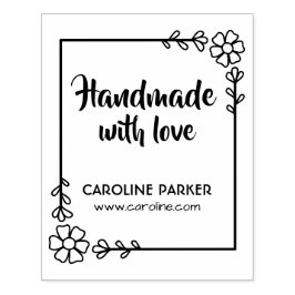 Blommigt löv ram handgjord anpassningsbar-plats stämpel