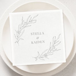 Blommigt Löv Sketch Simple Elegant Modern Teckning Pappersservett