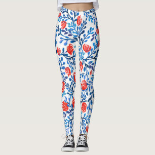 Blommigt Löv: Sömlös natur Mönster Leggings