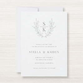 Blommigt Löv Teckning Modern Bröllop spara datum i Datumet