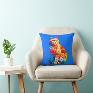 Blommigt Lover Cat Mamma djuröverdrag Kudde