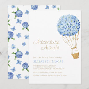 Blommigt Luftballong Baby Shower   Inbjudningar
