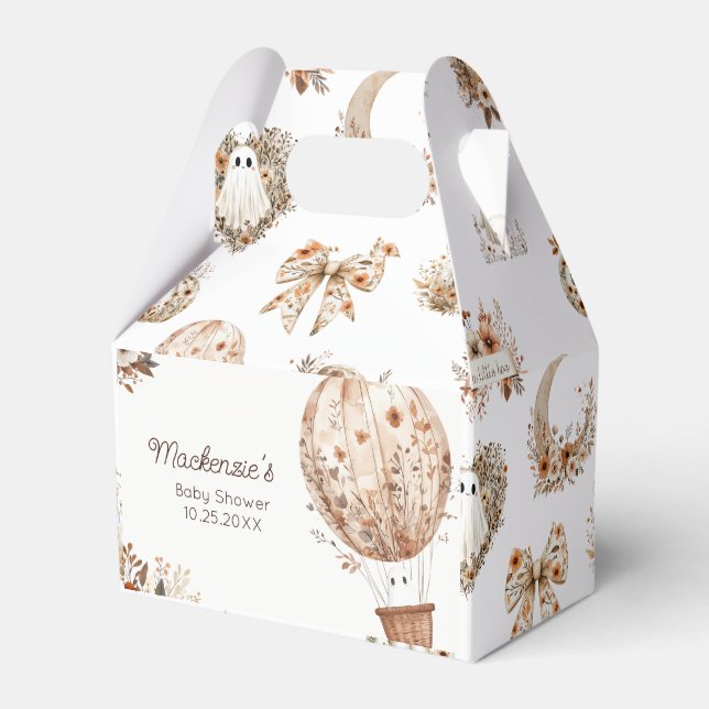 Blommigt Luftballong Baby Shower Presentaskar (Framsidan Sidan)