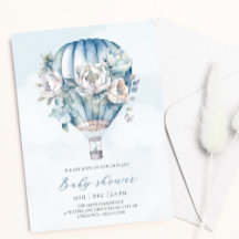 Blommigt Luftballong Blue Boy Baby Shower