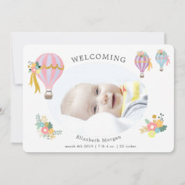 blommigt luftballong födelseattest kort
