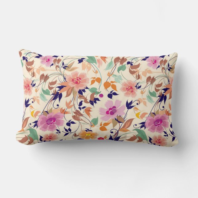 Blommigt Lumbalfyllning Lumbarkudde (Framsida)