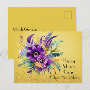 Blommigt Lycklig Mardi Gras från New Orleans Vykort