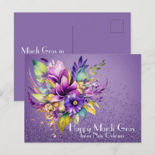 Blommigt Lycklig Mardi Gras från New Orleans Vykort