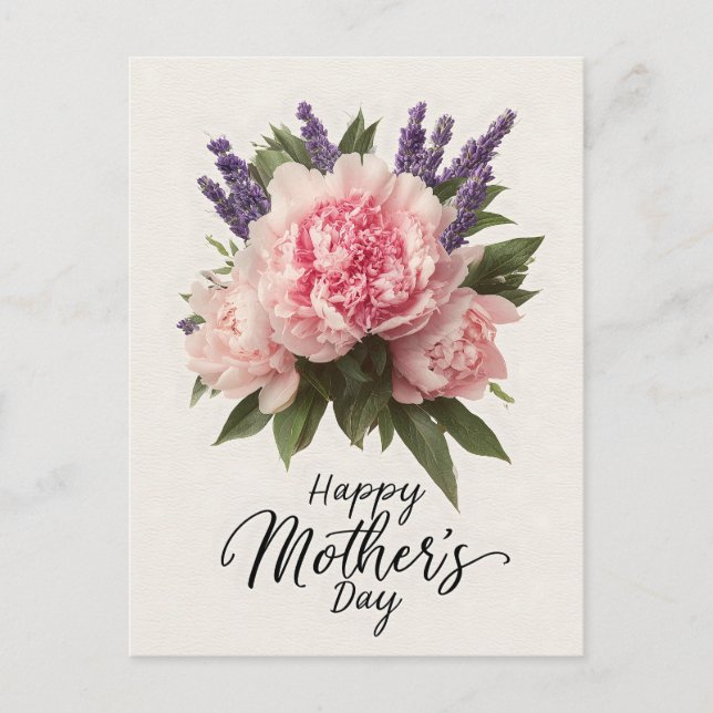 Blommigt "Lycklig Mors dag" Hälsning Helg Vykort (Framsida)