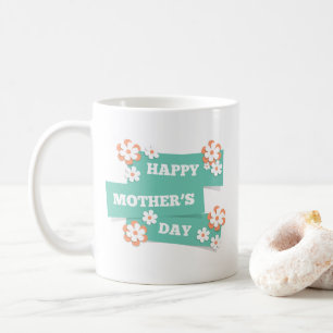 Blommigt Lycklig Mors dag   Kaffe Mugg