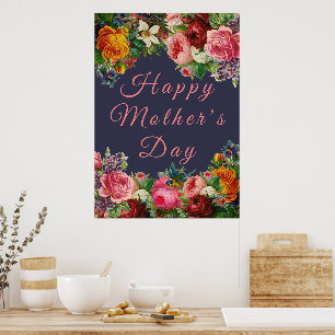 Blommigt Lycklig Mors dag Poster Dekoration