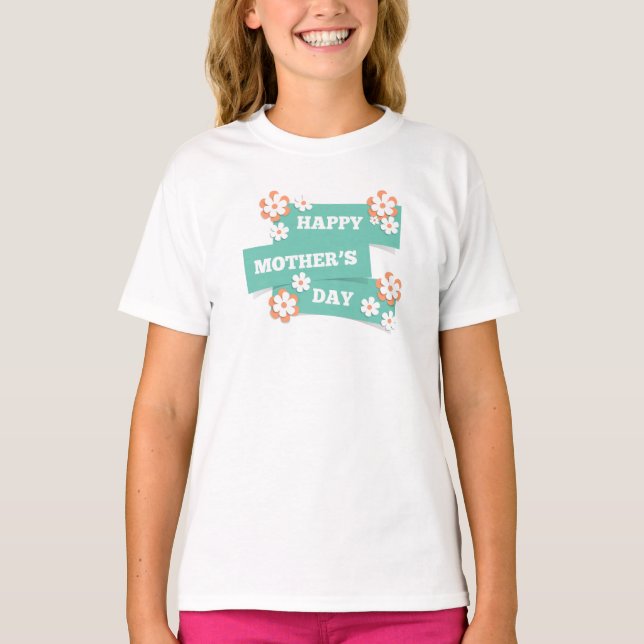 Blommigt Lycklig Mors dag | Shirt T (Framsida)