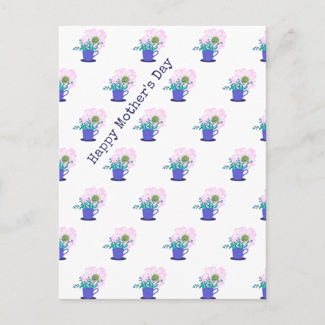 Blommigt Lycklig Mors dag Vykort (Framsida)