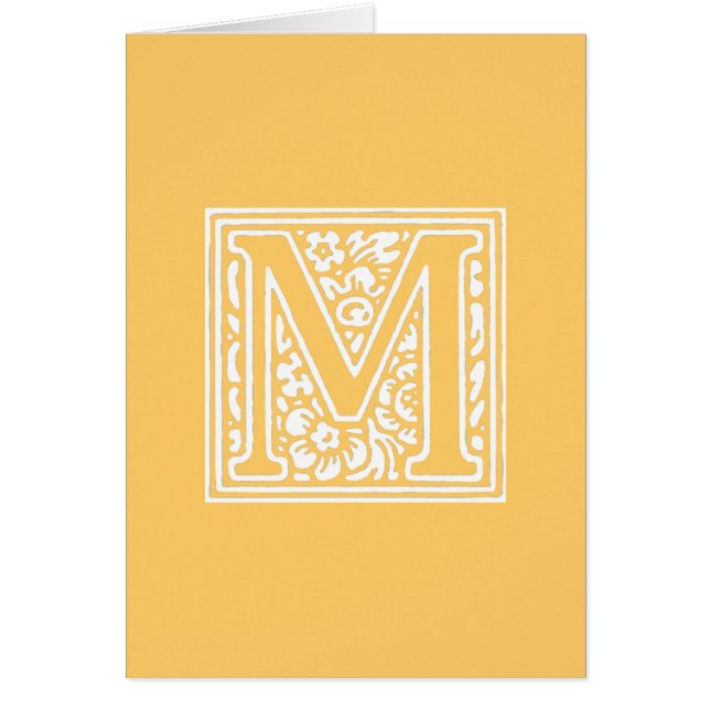 Blommigt ’M’ Monogram Hälsningskort (Framsidan)