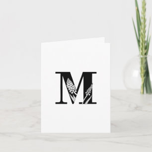 Blommigt M Monogram på vitanteckningskort Anteckningskort