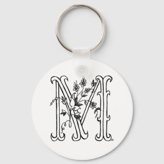 Blommigt M-nyckelkedja Nyckelring