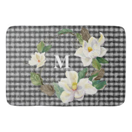 Blommigt Magnolia Black and White Check w Monogram Badrumsmatta