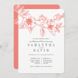Blommigt Magnolia Gren Coral Rehearsal Middag Inbjudningar