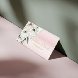 Blommigt Magnolia Modern Snyggt Guld Affärskort Visitkort